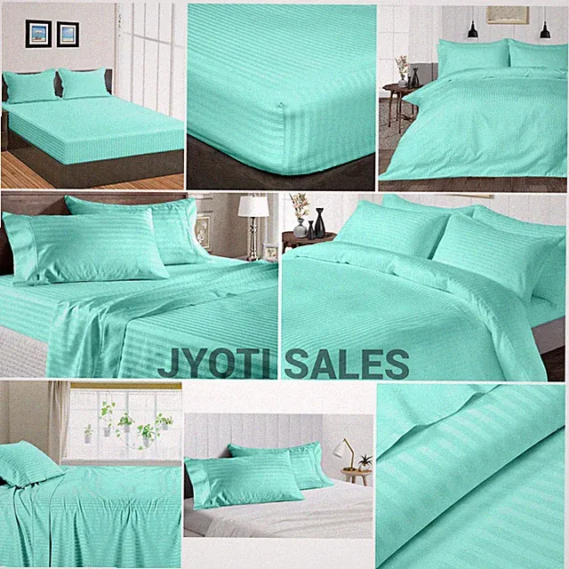 100% Cotton 800 Thread Count Aqua Blue Stripes Select Sheets OR Duvet Covers