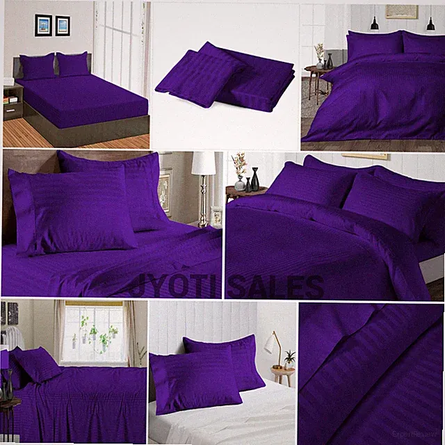 100% Cotton 1200 Thread Count Purple Stripes Select Sheets OR Duvet Covers