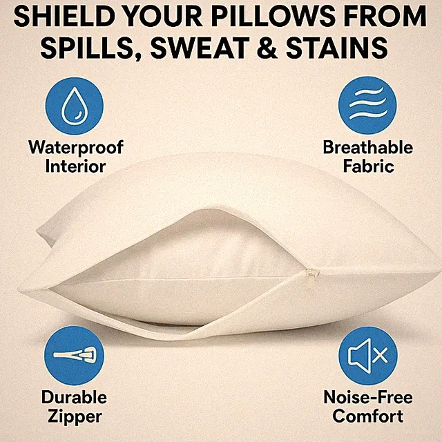 4 Pack of Pillow Protectors With Zipper Queen Size Effective Dust Protector