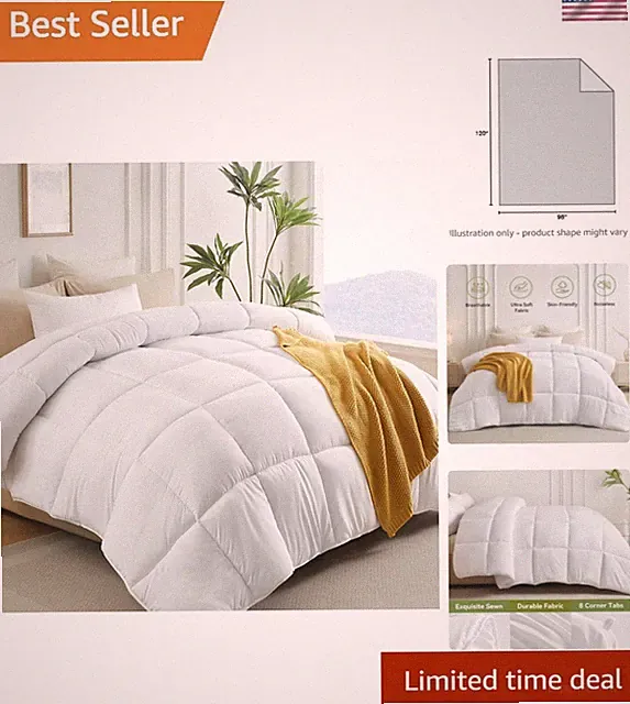 All-Season Oversized King Duvet Insert - 120x98in, Durable, Skin-Friendly Fabric