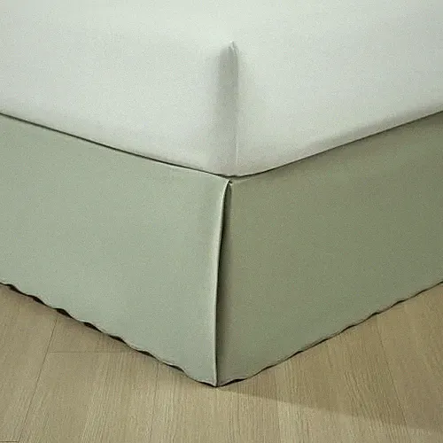 Bedskirt, Cotton Tailored Bedskirt with Split Corners, Simple Queen Green