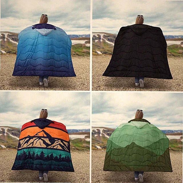 Below Zero Wearable Blanket Hoodie Waterproof Outdoor Camping Reversible 72x54
