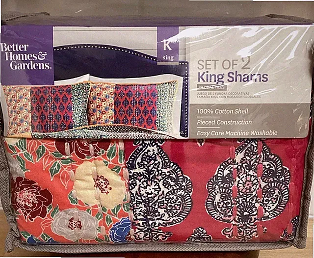 Better Homes & Gardens Bohemian Quilted King Pillow Shams Global Tiles Boho 2pcs