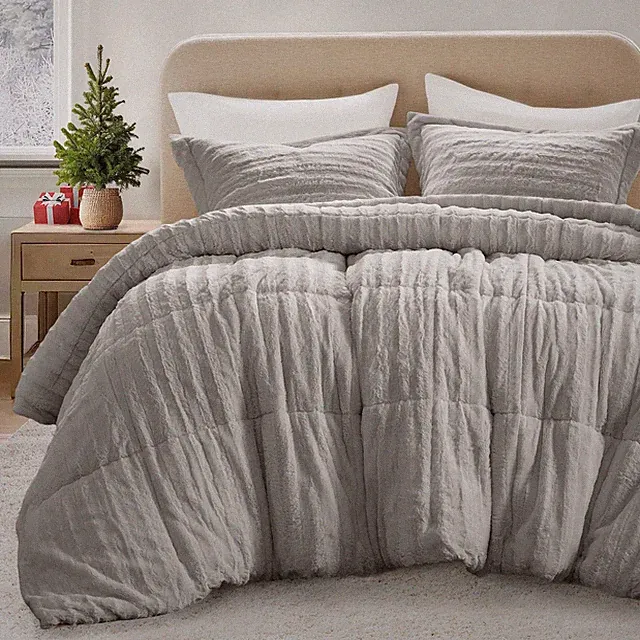 Duke Luxe Faux Fur Reversible Comforter Set, Soft Plush Reverse, Modern Down...