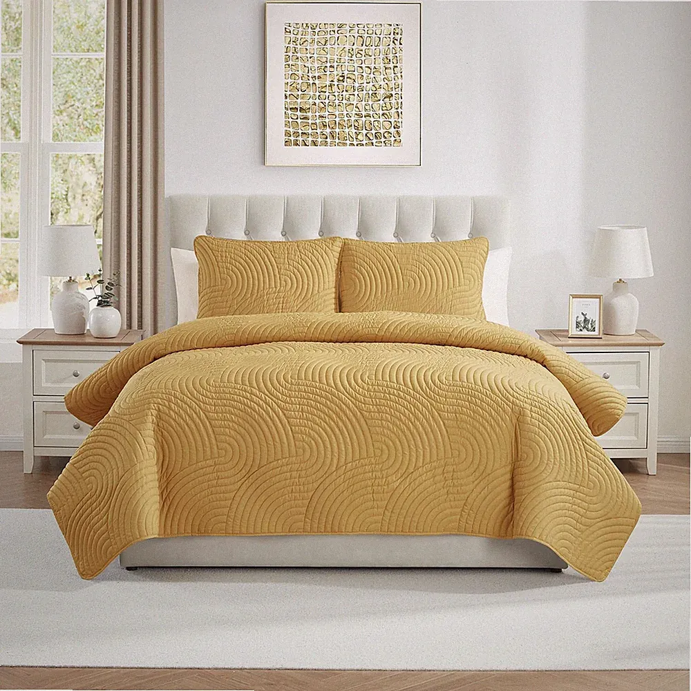 Full/Queen Quilt Set, Pinsonic Bedding with Matching Pillow Shams, Dorm Room E