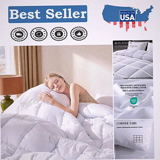 Hotel-Quality Oversized King Comforter with Box-Stitch Design - 116x98 Inches
