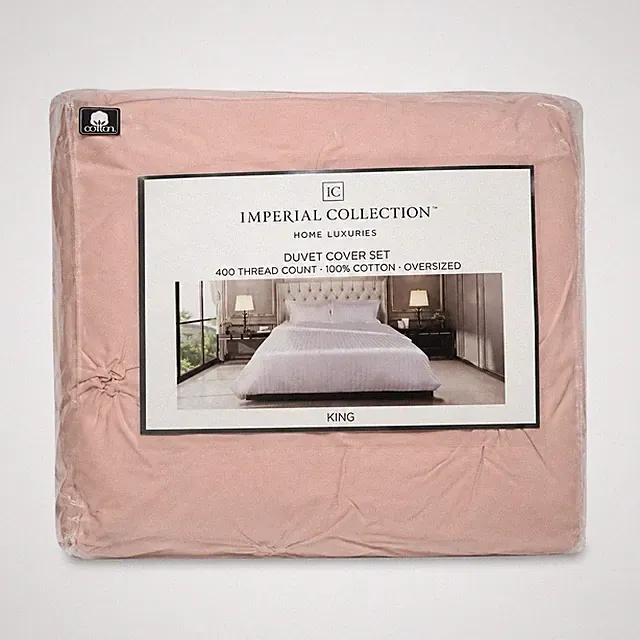 Imperial Collection King Pink Cotton Duvet Cover Set 400TC Hidden Button
