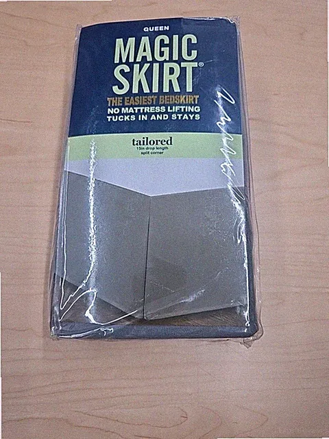 NEW MAGIC SKIRT Tailored 15" Drop Length split corner Queen Size Gray Bed Skirt
