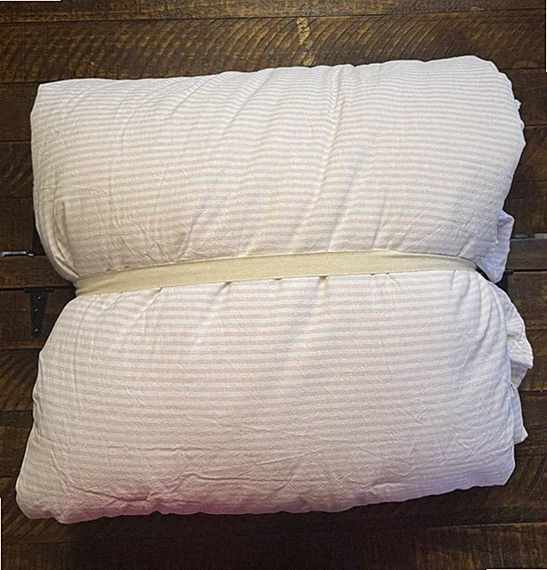 Pottery Barn Teen Washed Cotton Ruffle Stripe F/Q Comforter Powdered Blush New!