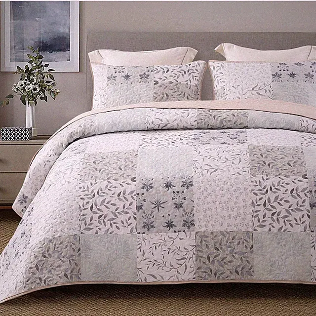Reversible Gray Bedspread Lightweight Coverlet