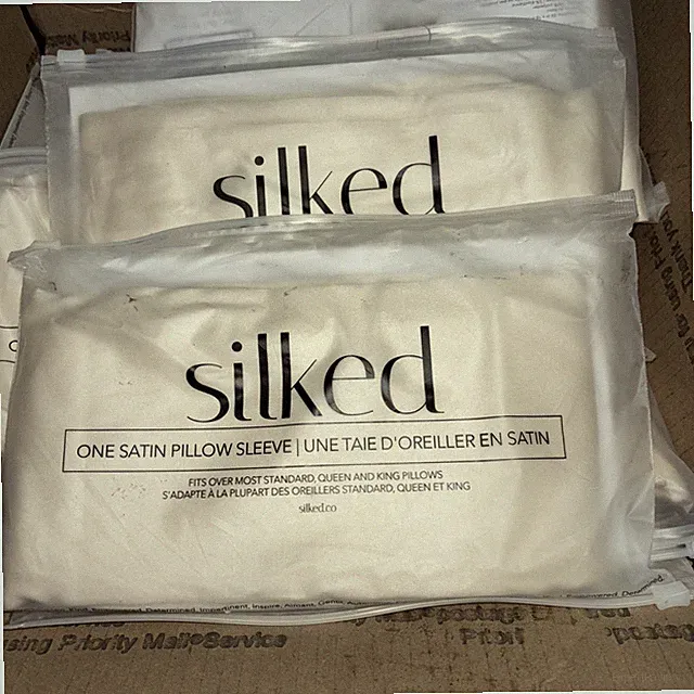 Silked Satin Single Pillow Sleeve Color beige Fits Most Standard Pillows New