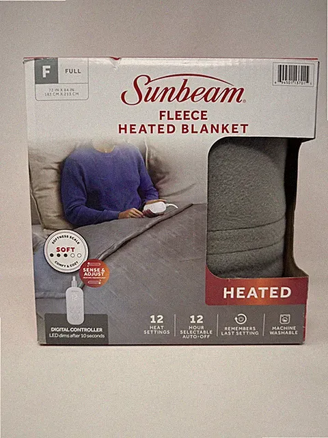Sunbeam Microplush Heated Blanket Full 84" x 72" 12 Setting Gray New